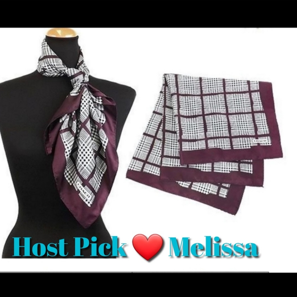 COACH Peyton Glen Plaid LARGE 27x27 100% SILK SCARF